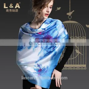 Blue Silk Square Scarf for Women 110*110 thumbnail-1