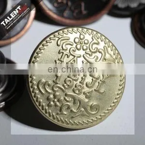 Custom Brand Logo Denim Plating Gold Metal Button thumbnail-1