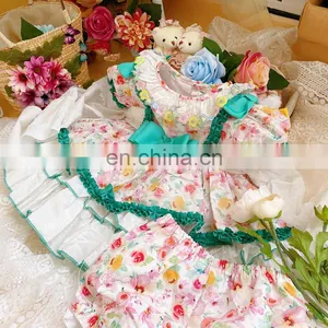 Summer Lolita Spanish Princess Dress Lace Stitching Print Girls Ball Gown Vintage Birthday Easter Party Dress For Girl thumbnail-1