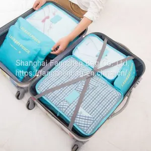 Polyester Cosmetic Wash Bag Women Hanging Toiletry Bag For TravelCustom 6 Set Packing Cubes, Travel Luggage Organizers With Laundry Shoe Bag thumbnail-1