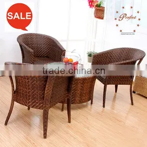 PE Rattan Lounge or Leisure Rattan Round Table With 4 Armchairs thumbnail-1