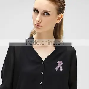 Fashionable Jewelry Breast Cancer Awareness Rhinestone Pink Ribbon Brooch Pin thumbnail-3