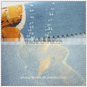 Big Bufferfly Pattern Printed Denim Cotton Fabric thumbnail-2