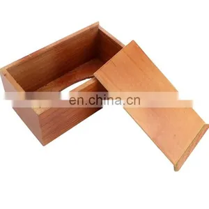 High Quality Wooden Bamboo Square Tissue Paper Holder Tissue Box thumbnail-5