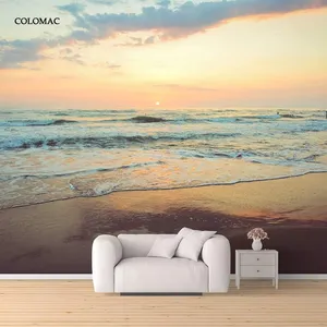 Custom 3D Photo Wallpaper Seascape Beach Sunrise Wall Covering Mural Roll For Living Room Bedroom Background Wallpaper thumbnail-1