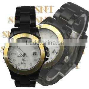 Japan Movt Quartz Black Plastic Fashion Watch thumbnail-1