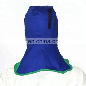 Blue 100% Flame Retardant Cotton Welding Hood Neck Head Protective Work Safety Welding Hat thumbnail-3