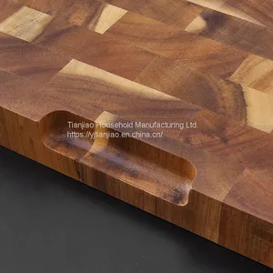 Custom Design Organic Butcher Square Kitchen Natural Cooking Boards Acacia Wood End Grain Chopping Wooden Cutting Board thumbnail-5