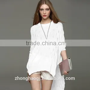 Lastest Fashion Ladies Linen Hollow Batwing Sleeve Summer Sweater With Best Price thumbnail-1