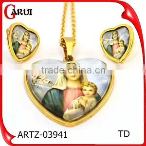 316l Stainless Steel Jewelry Pendant Necklace Heart Shape Blessed Virgin Mary Gold Jewelry 18k thumbnail-1