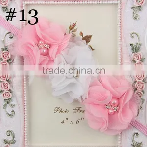 Cute Girl Princess Headbands Baby Girl Flowers Cotton Elastic Headband Kids Handmake Pearls Flower Headband for Girls thumbnail-3