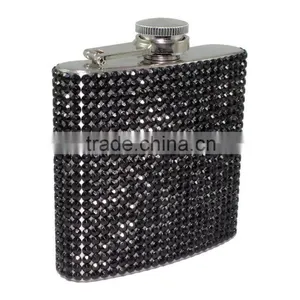6OZ Rhinestone Stainless Steel Hip Flask thumbnail-3