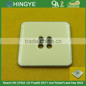28mm Square Shape 4 Holes Metal Button With Cream Enamelled for Dress -- MS3361 thumbnail-1
