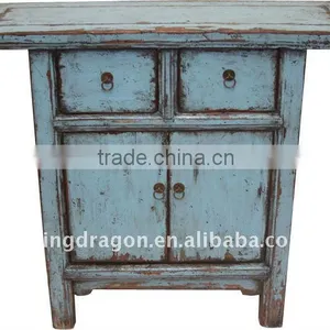 Chinese Antique Gray Blue Colour Small Cabinet With Two Drawer Two Door Cabinet 88*30*84cm thumbnail-1