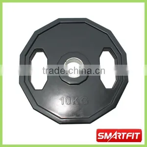 10 kg Polygonal Rubber Olympic Plate With Handle Bar Home Office Relaxing Exercise Items thumbnail-1