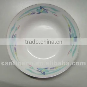 Cheap White Ceramic Dinner Plate With Flower Design / Round Ceramic Porcelain Flat Plate thumbnail-4