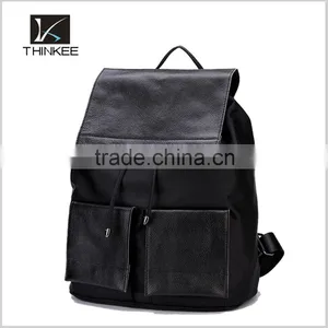Women Leather Backpack Custom Fashion Design Black Oxford and Calfskin Leather Backpacks thumbnail-1