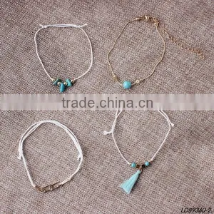 Delicate Rope Turquoise Pendant 4set Bracelet thumbnail-2