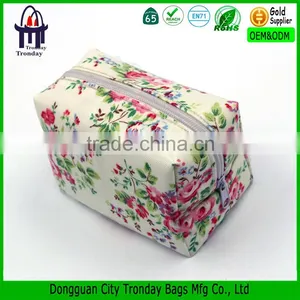 Coated Non-woven Fabrics With Flower Printing Cosmetic Bag, Waterproof Make up Bag thumbnail-1