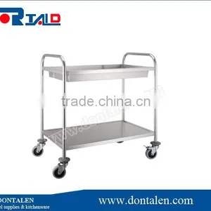 2 Tier Rolling Trolley Kitchen Serving Utilty Diner Restaurant Food Service Cart thumbnail-1