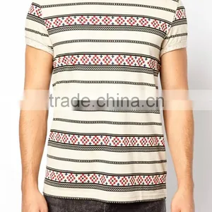 White 100% Pure Soft Cotton All Over Print T-shirt With Aztec Pattern Bangladesh Factory thumbnail-5