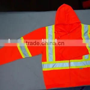Reflective Safety Long Sleeves Hoodie Kangaroo Pocket Brushed Reflective Fleece thumbnail-1