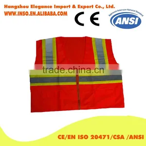 2016 New Style OEM Service Safety Reflective Vest Knitted Fabric Zipper Vest With Pocket thumbnail-1