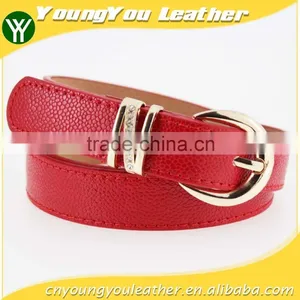 Women's Plain High Quality PU Faux Leather Belt With Rhinestone Ring in YiWu/Thin Waist Belt for Lady thumbnail-1