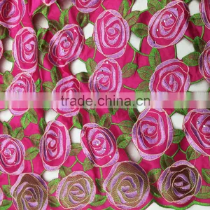 New Arrival Purple Silk Lace /fashion Flowers Design Soft Cotton Fabric for Wedding Party Dress thumbnail-2