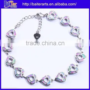 Girls 925 Sterling Silver Opal Inlay Bracelet Opal Bracelet thumbnail-1