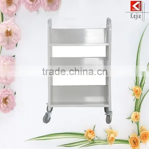 Professional Wheeled 3 Tier Metal Stainless Steel Trolley Library Furniture With CE Certificate thumbnail-3