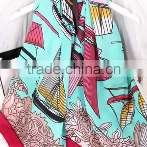 Beautiful New Design Polyester Printed Lady Fashion Scarf Silk thumbnail-2