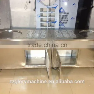 2015 Hot Sale Flat Single Pan With 6 Topping Pans Stir Fry Ice Cream Machine thumbnail-5