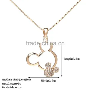 18k Austrian Crystal Mickey Mouse Pendant Necklace thumbnail-4