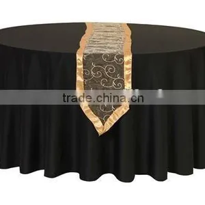 Glod Embroidered Organza Table Runner With Satin Border thumbnail-1