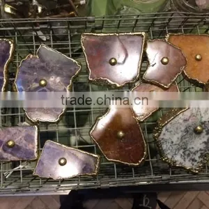 Agate Slice of Shake Handshandle, Agate Craft thumbnail-2