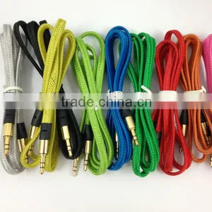 Colored Fabric Braided 3.5mm Flat Auxiliary Cable thumbnail-1
