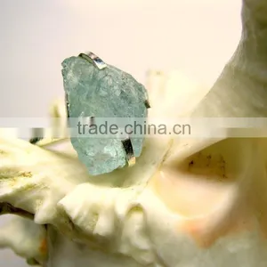 Aquamarine Rough Natural Gemstone Ring, 925 Solid Sterling Silver Ring, Designer Raw Prong Ring thumbnail-4