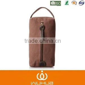 High Quality Genuine Leather Unisex Canvas Travel Shaving Kit thumbnail-1