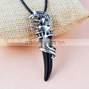 Women Men Wolf Fang Tooth Pendant Chain Stainless Steel Fashion Necklace thumbnail-6