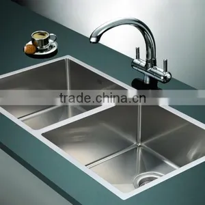 New Premium Handmade Stainless Steel Kitchen Sink Double Bowl thumbnail-6