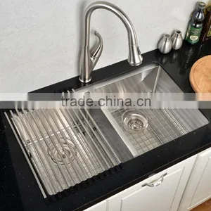 New Premium Undermount Double Bowl Handmade Stainless Steel Kitchen Sink With CUPC Approval thumbnail-6