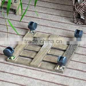 Portable Wood Plant Pot Tray With Wheet thumbnail-5