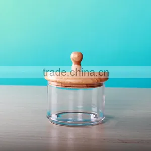 Pillar Glass Jars and Lids in Wooden thumbnail-1