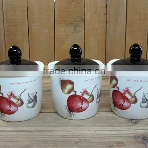 Eco-friendly Feature Kitchenware Onion Decal Ceramic Storage Jars Sets thumbnail-1