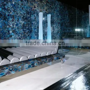 China Wholesale Grade A Ocean Blue Semi Precious Gemstone Agate Stone Slabs thumbnail-2