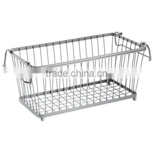 Silver Stackable Wire Basket in a Pantry or a Kitchen YC007 thumbnail-1