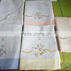 50*70CM Colorful Flowers and Stems Embroidered Hemstitched Whole Blue Color Pillowcovers thumbnail-2