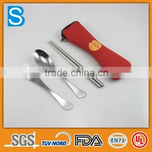 Travel Picnic Flatware Set With Pouch Bag thumbnail-1