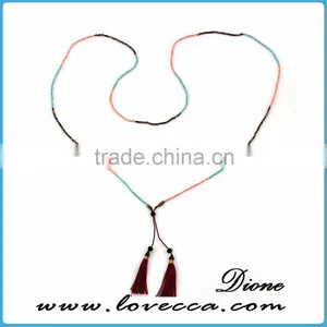 2016 Fashion Women Tassel Necklace Tiger Eye Beads Elegant Pendant Necklace With Tassel Pendant thumbnail-4